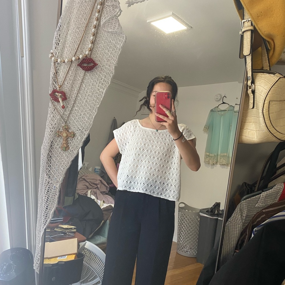 White crochet Ralph Lauren top